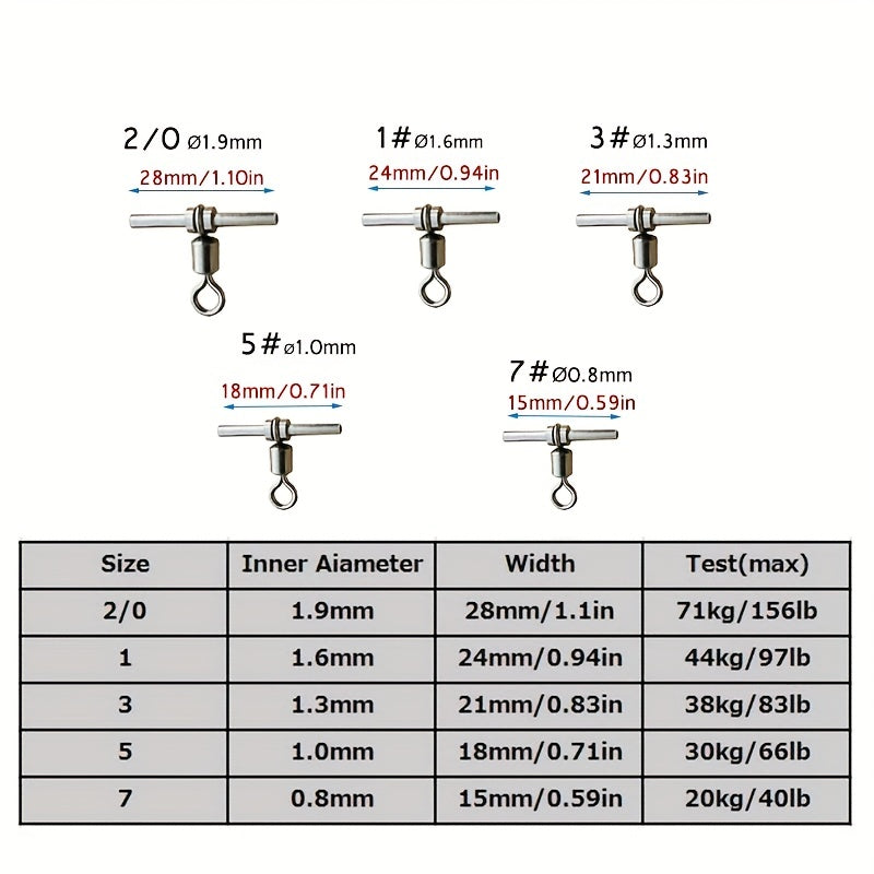 25pcs 3-Way Swivels for Fishing - Strong & Durable T Shape
