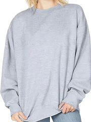 Solid Crew Neck Long Sleeve Sweatshirt