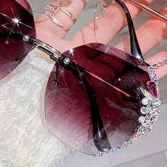 Rhinestone Rimless Sunglasses Gradient UV400