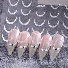 Geometric Pattern Nail Art Decals Space Themed Semi Circular Embellishments