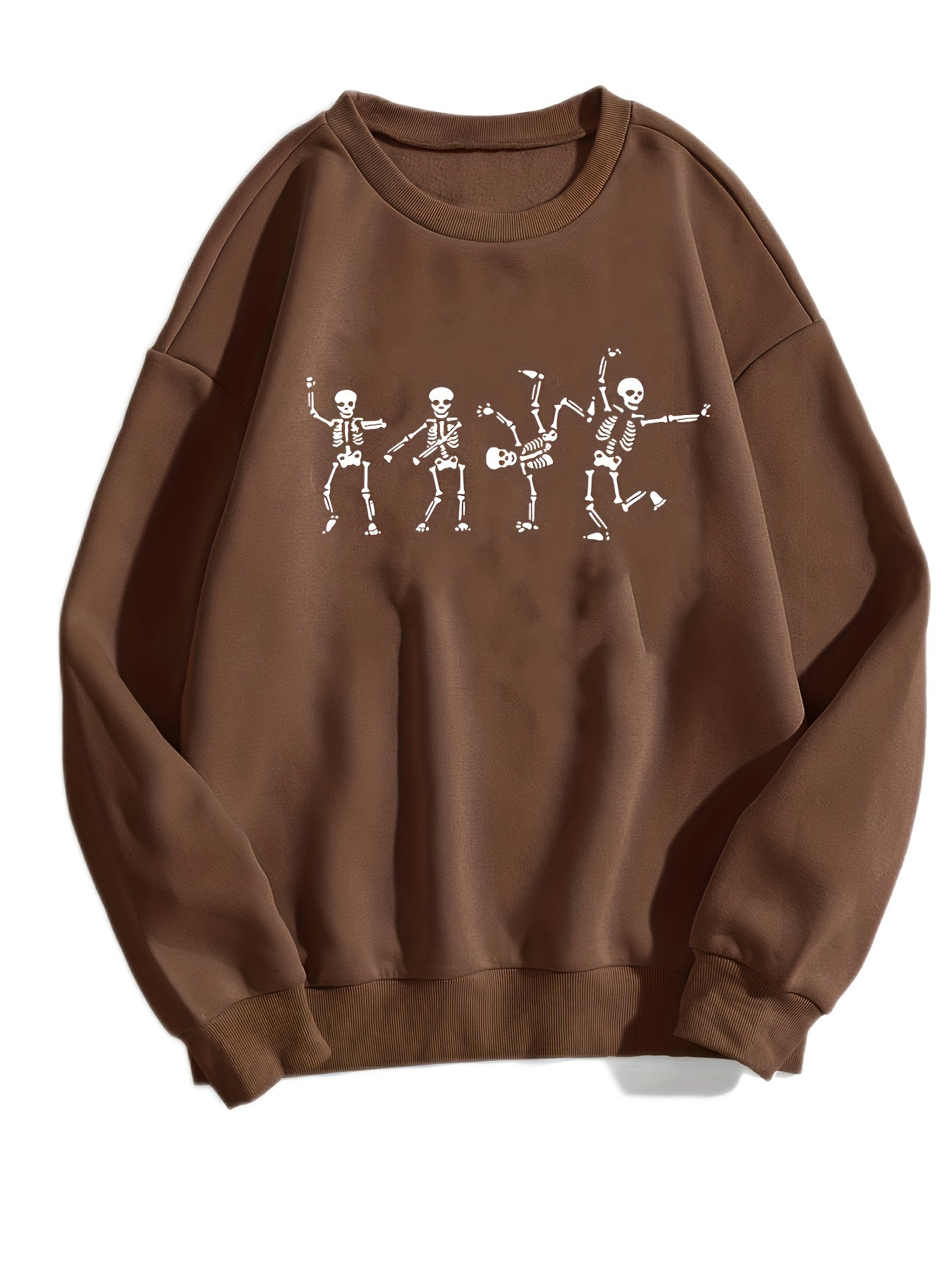 Skull Print Sweatshirt Long Sleeve Casual Crew Neck Women's Clothing