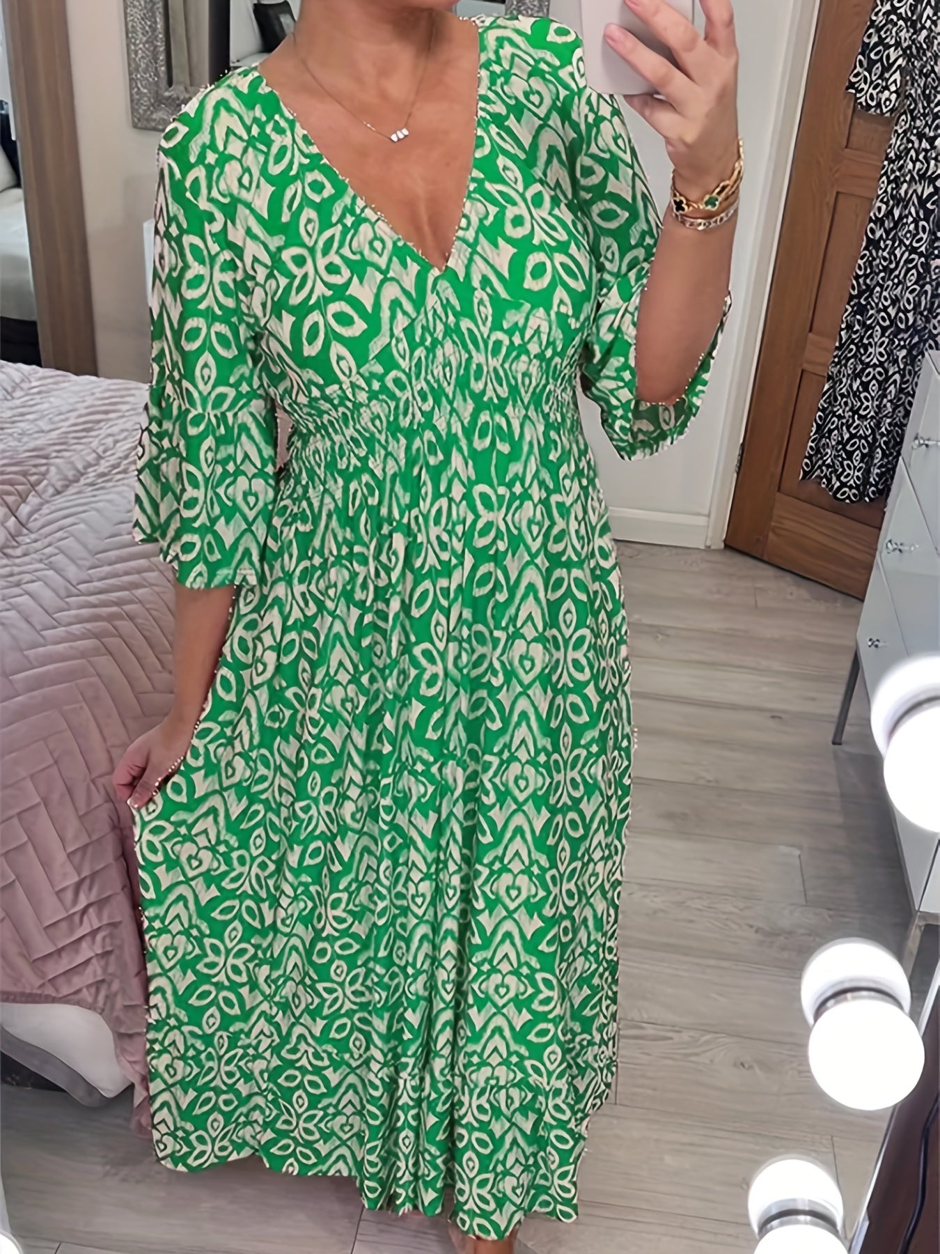Floral Print V Neck Maxi Dress Plus Size