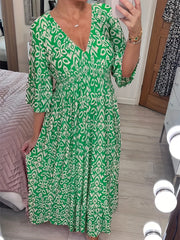 Floral Print V Neck Maxi Dress Plus Size