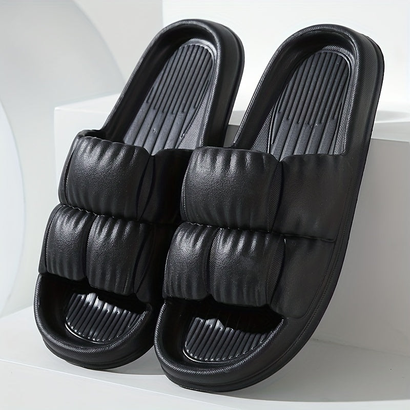 Women's Solid Ruched Slides Soft Sole Casual Pillow Lightweight Home Shoes