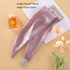 Glitter Skinny Scarf Solid Necktie Satin Twilly Scarf Silk Neckerchief