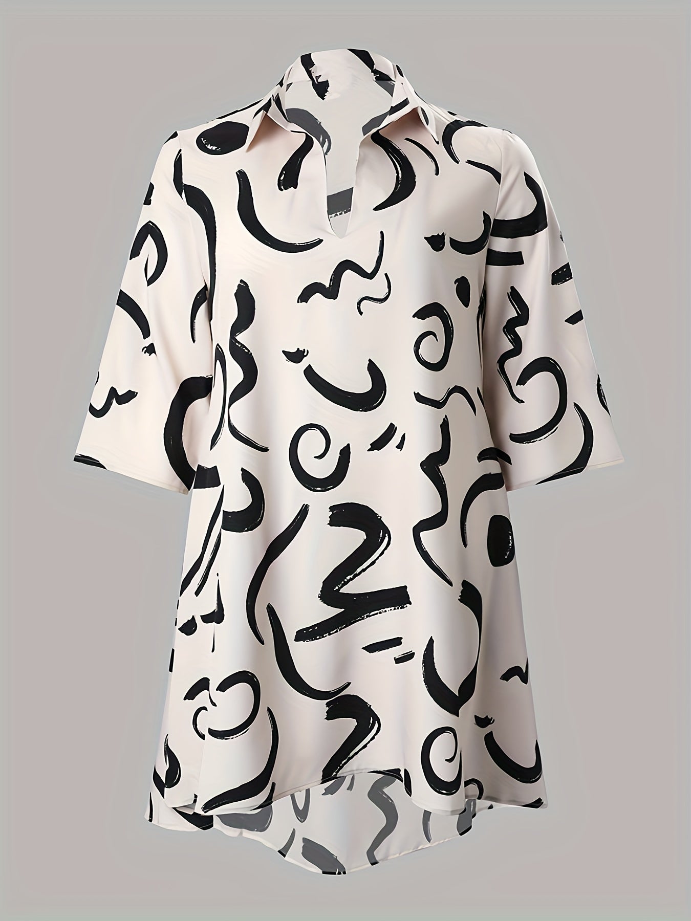 Women's Plus Graffiti Print Half Sleeve Swing Dress