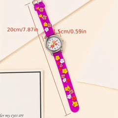 Girls Cartoon Flower Watch Silicone Band Holiday Birthday Gift