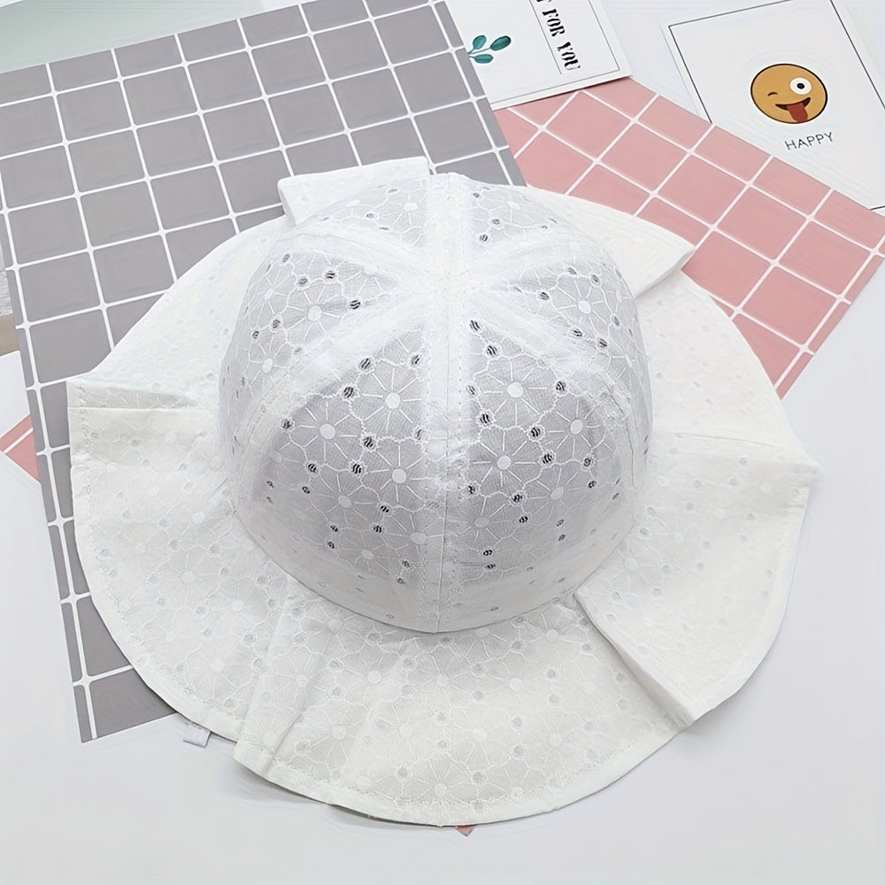 Baby Polka Dot And Flowers Graphic Cotton Bucket Hat Sun Protection