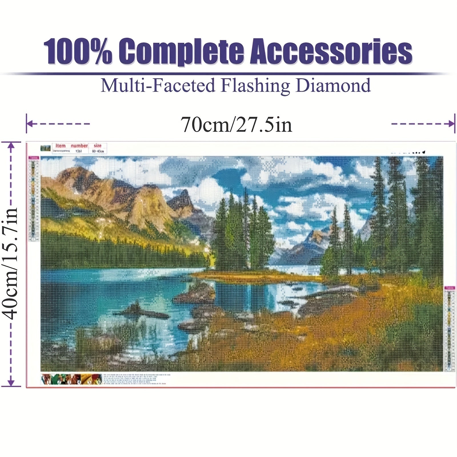 DIY Large Mountain Lake Full Round Drill Crystal Rhinestone Embroidery