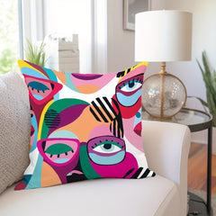 Abstract Lady Figure Throw Pillow Covers