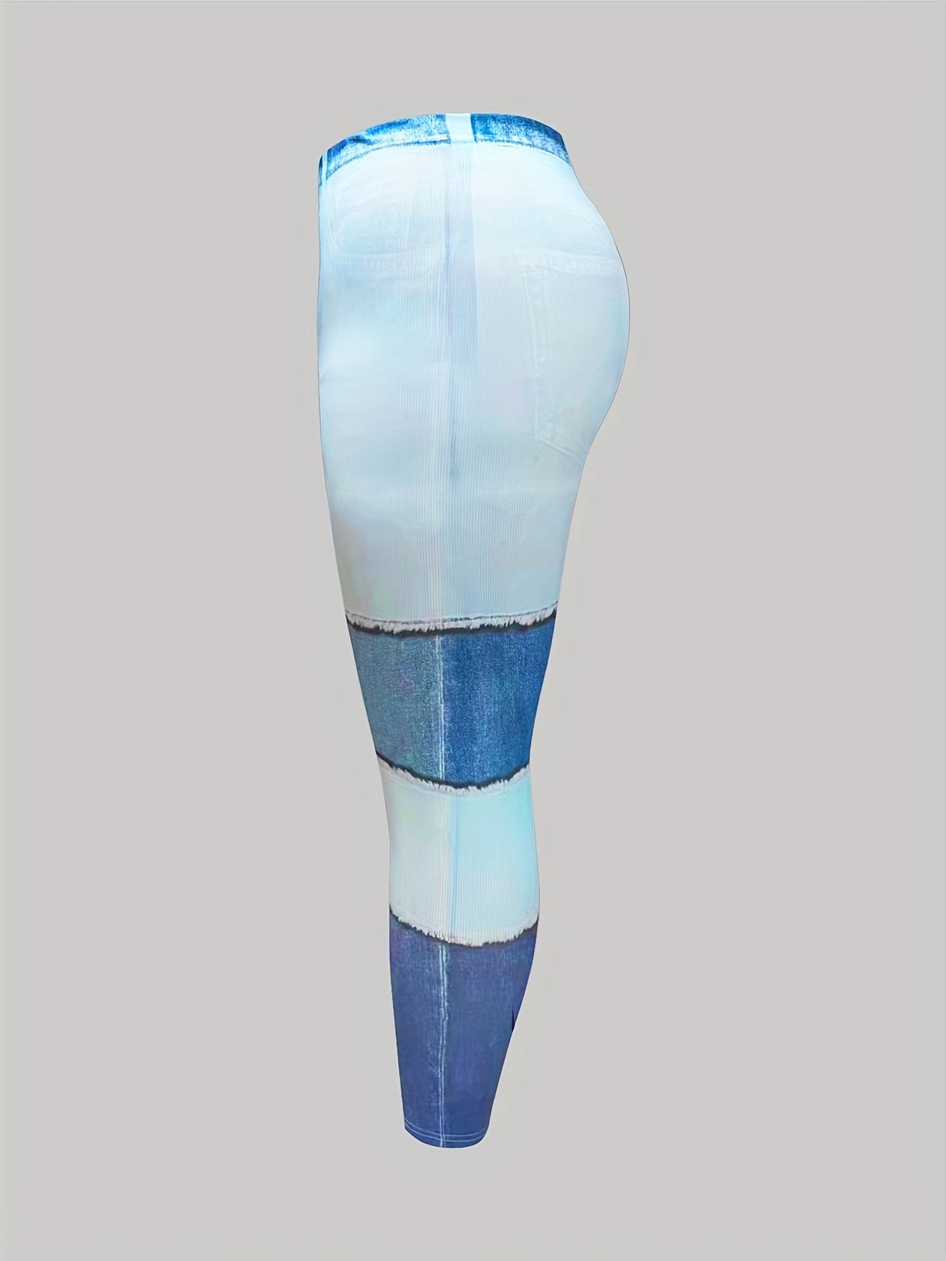 Denim Print Skinny Leggings Long Length Casual Pants Women's Clothing