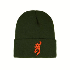 Embroidered Pattern Knitted Hat Beanie Winter Coldproof Ear Protection