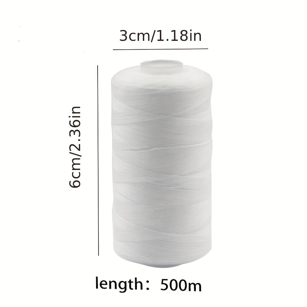 2pcs 500m Polyester Sewing Thread Set, Strong & Durable, for Hand Machines