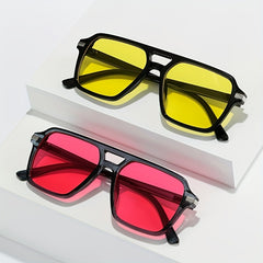 Men's Square Frame Double Beam Sunglasses