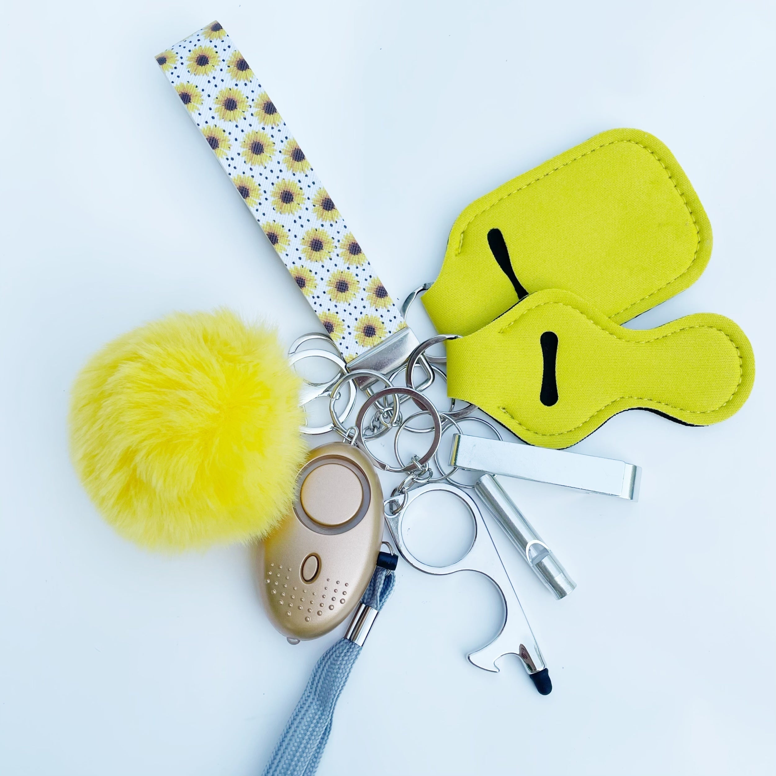 8pcs Women's & Children's Defense Keychain Alarm Whistle Hand Sanitizer Set