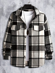 Plaid Shirt Men's Casual Button Up Long Sleeve Shirt Jacket