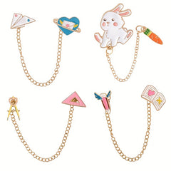 Rabbit Eating Carrot Alloy Brooch for Shirt Bag Decoration