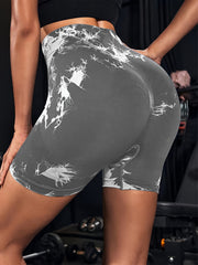 Tie Dye Seamless Yoga Shorts High Stretch Running Workout Sports Shorts