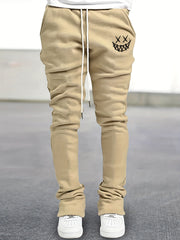 Smile Face Flare Pants Men Drawstring