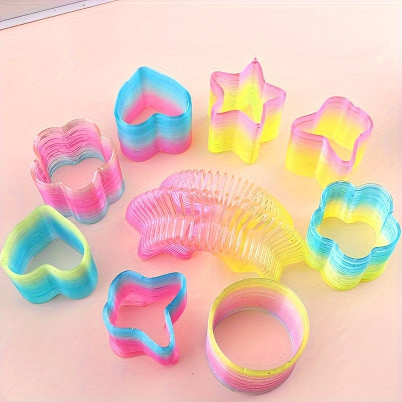 3pcs Rainbow Spring Rings Colorful Folding Funny Toys