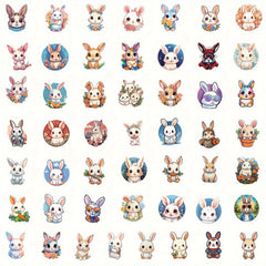 50pcs Bunny Series Stickers for Notebooks Laptops Helmets Desks Water Bottles