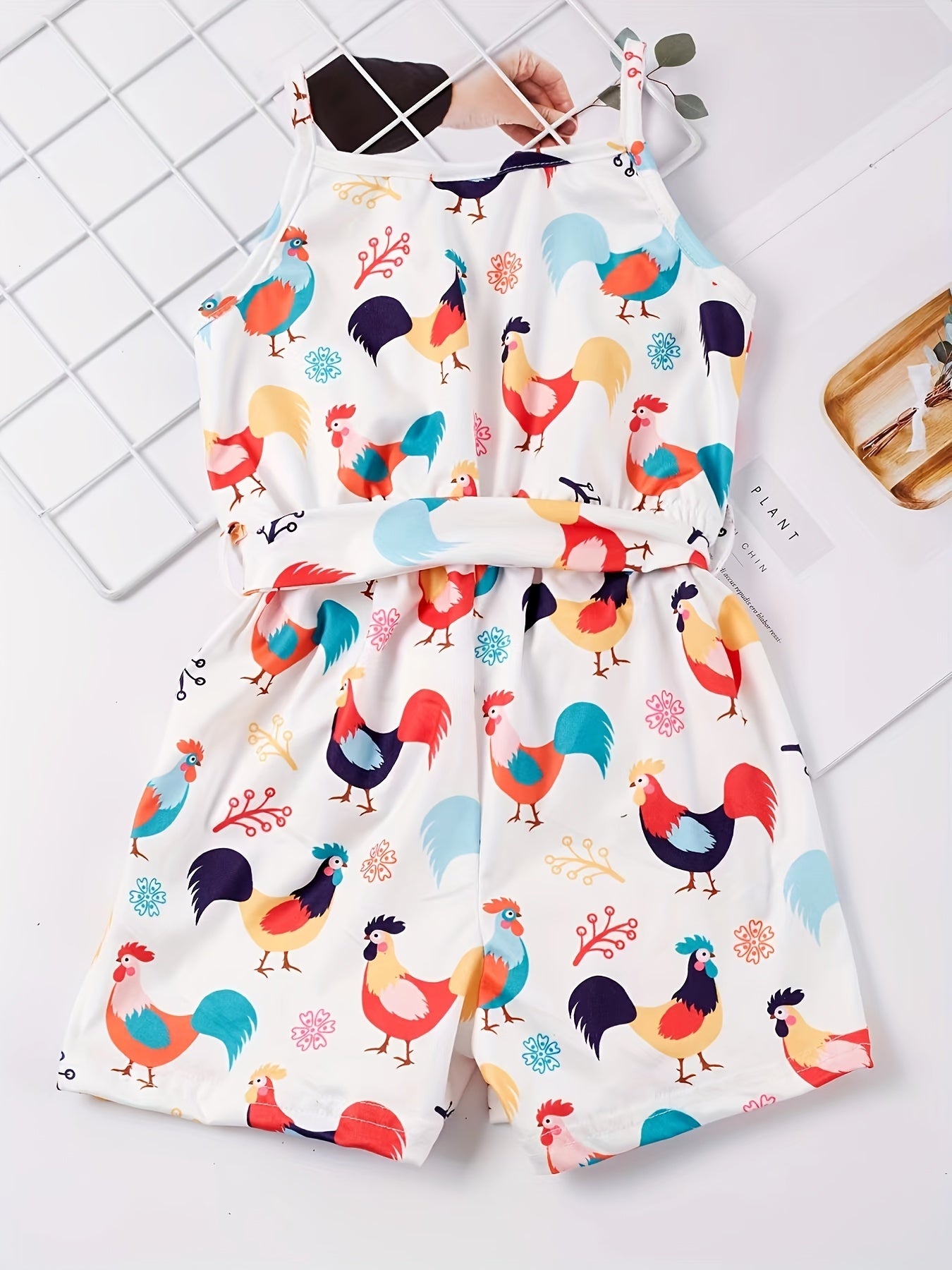 Toddler Girls Chicken Graphic Rompers for Beach Vacation