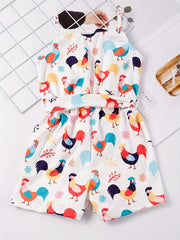 Toddler Girls Chicken Graphic Rompers for Beach Vacation