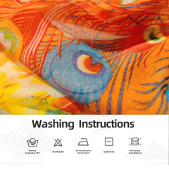 Peacock Print Chiffon Scarf for Women