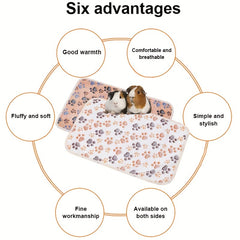 Soft Paw Print Blanket for Small Animals - Ideal for Hamsters & Guinea Pigs
