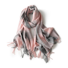 Plaid Pattern Tassel Scarf Windproof Warm Shawl Classic Thick Couple Scarves