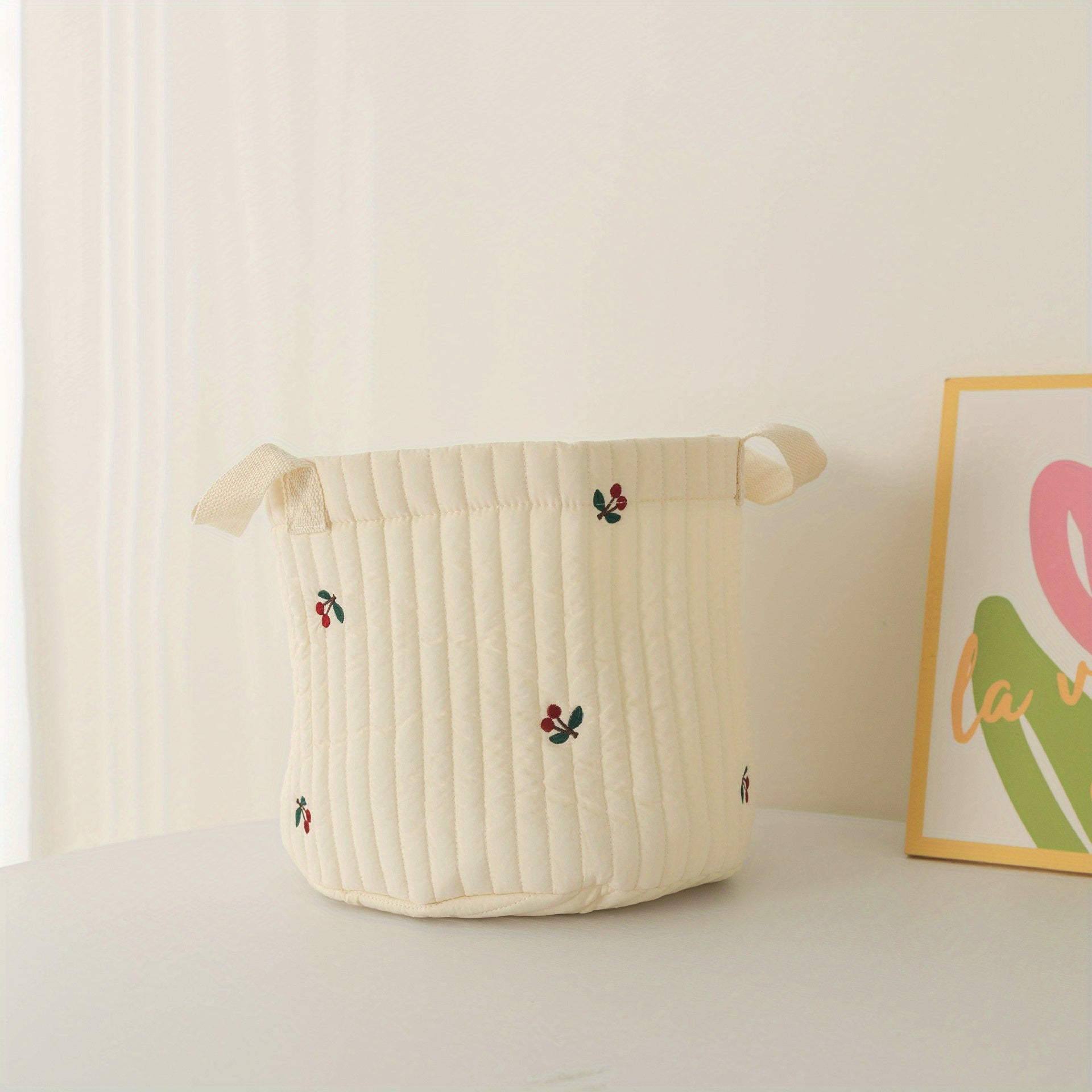 Stylish Embroidered Cotton Storage Basket