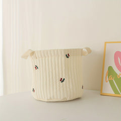 Stylish Embroidered Cotton Storage Basket