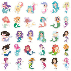 50 Mermaid Stickers For Girls - Mermaid Decals For Laptop Cups Water Bottles