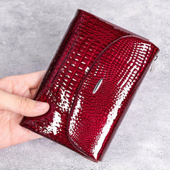 Vintage Leather Bi-fold Wallet with Zipper Closure & Flap Pocket