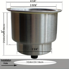 2pcs Stainless Steel Drink Holder with Drain for Marine RV Yacht Truck