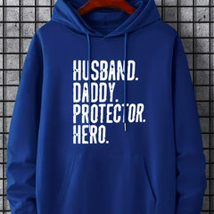 Husband Letter Print Hoodies Men Graphic Sweatshirt Comfy Hooded Pullover