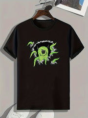Monster Pattern Print Men's Comfy Sports T-shirt Graphic Tee