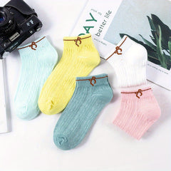 5 Pairs Kids Short Socks, Breathable & Comfortable Students Socks for Summer