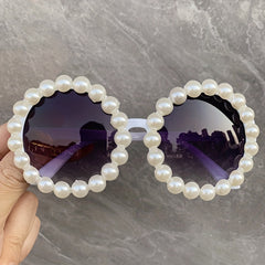 Faux Pearl Round Sunglasses Gradient UV400