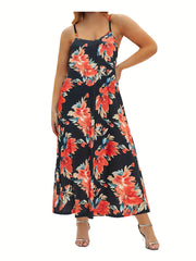 Floral Print V Neck Maxi Dress