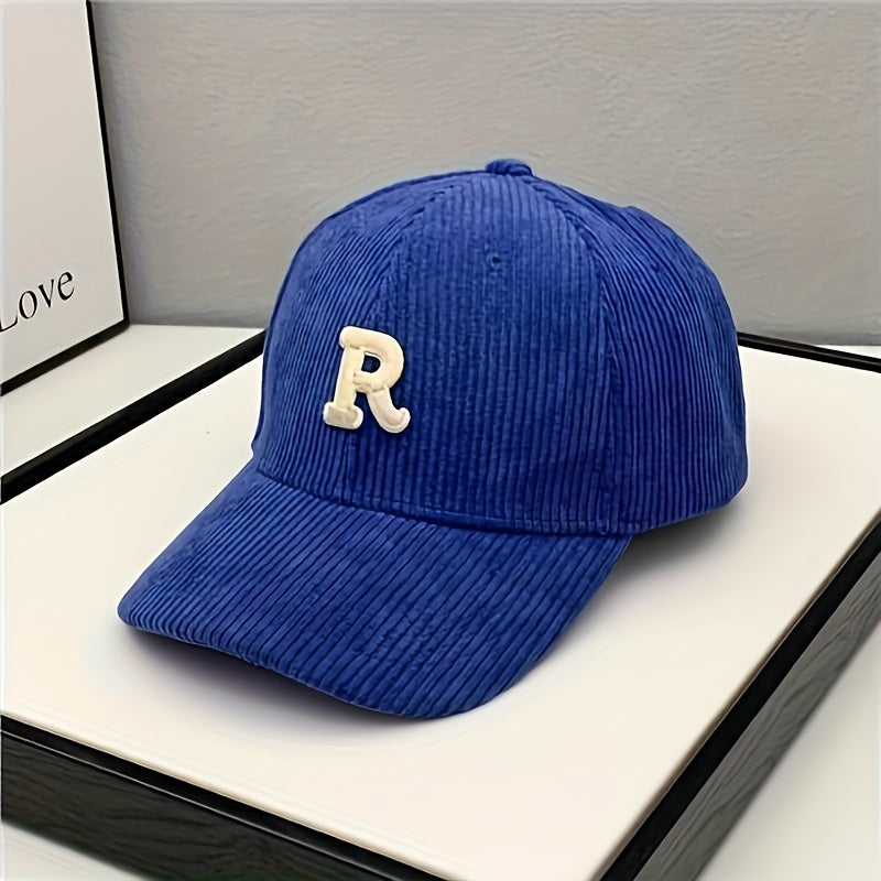 Corduroy R Letter Hat For Men Women Baseball Cap