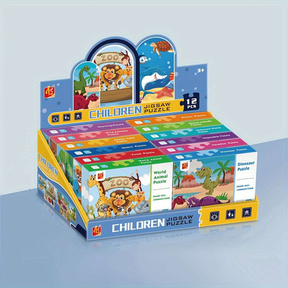 12 Boxes Cartoon Jigsaw Puzzle Insect Farm Animal Primary 24pcs