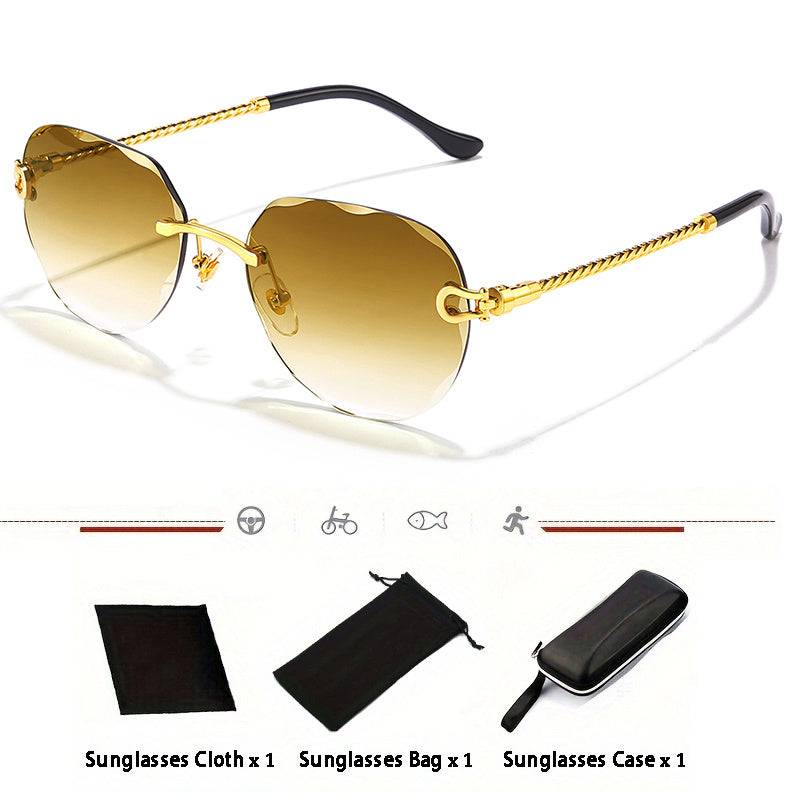 Vintage Frameless Pilot Zinc Alloy Sunglasses