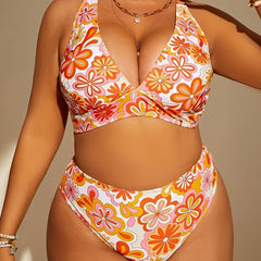 Floral Print Bikini Set High Stretch Bra & Panty Swimsuit