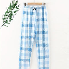 Plaid Sleep Bottoms Elastic Waistband Sleep Pants Women's Loungewear