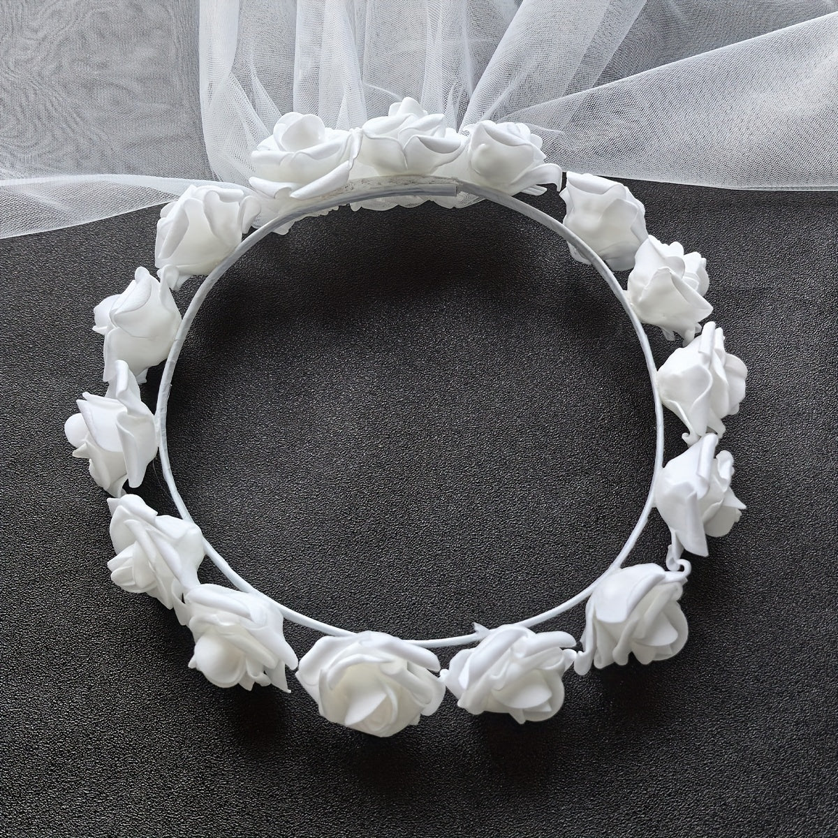 Rose Headdress Bridal Veil Hair Accessory for Banquets & Parties