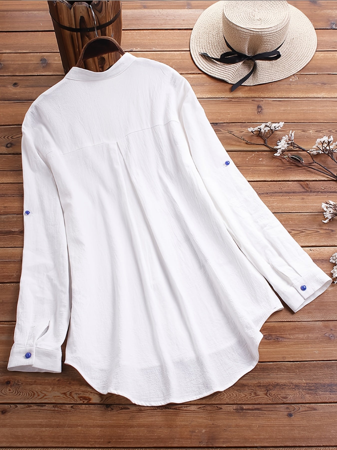 Casual Shirt Women's Plus Floral Print Long Sleeve Colorful Button