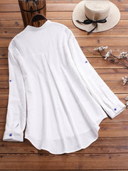 Casual Shirt Women's Plus Floral Print Long Sleeve Colorful Button