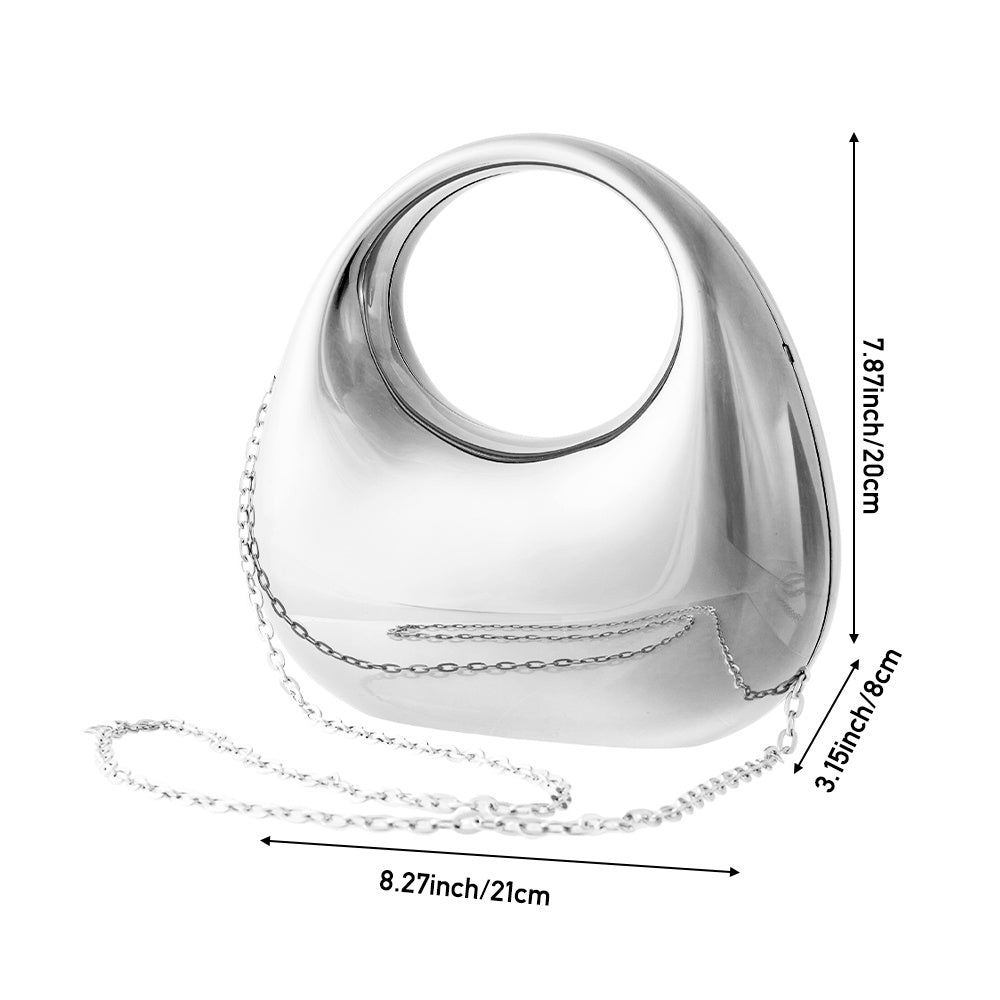 Metallic Evening Clutch Purse for Women Silver High Acrylic Handbag