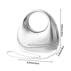 Metallic Evening Clutch Purse for Women Silver High Acrylic Handbag